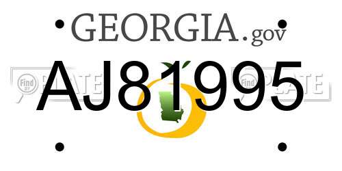 AJ81995 Georgia License Plate