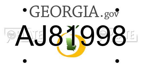 AJ81998 Georgia License Plate