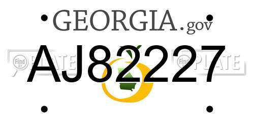 AJ82227 Georgia License Plate