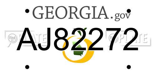 AJ82272 Georgia License Plate