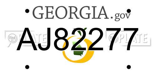 AJ82277 Georgia License Plate