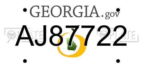 AJ87722 Georgia License Plate