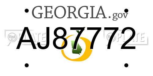 AJ87772 Georgia License Plate