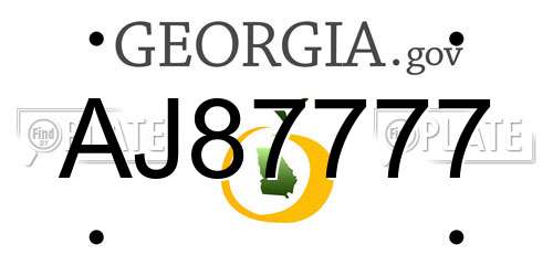 AJ87777 Georgia License Plate
