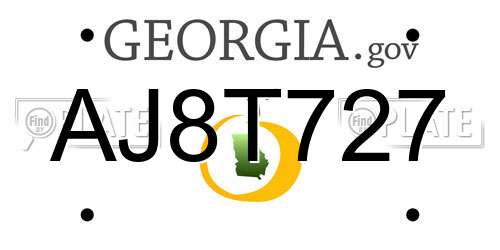 AJ8T727 Georgia License Plate