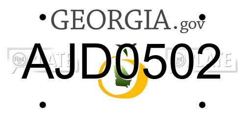 AJD0502 Georgia License Plate