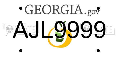 AJL9999 Georgia License Plate