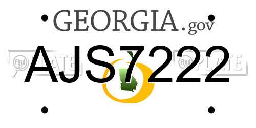 AJS7222 Georgia License Plate