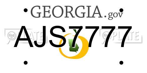 AJS7777 Georgia License Plate