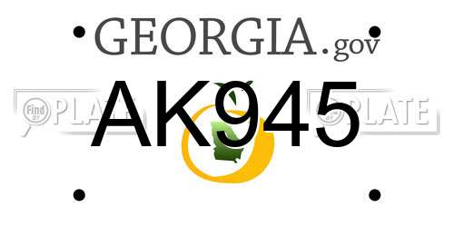 AK945 Georgia License Plate