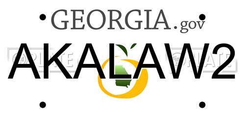 AKALAW2 Georgia License Plate