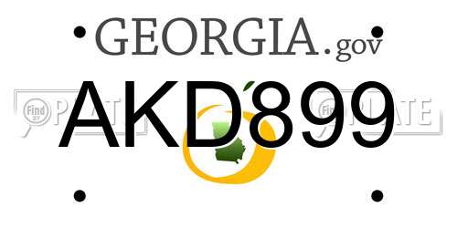 AKD899 Georgia License Plate