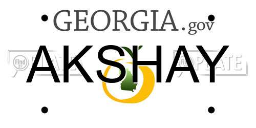 AKSHAY Georgia License Plate