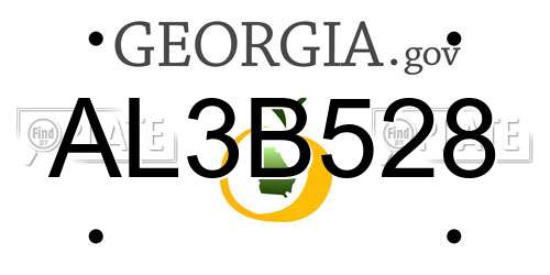 AL3B528 Georgia License Plate
