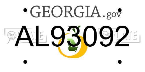 AL93092 Georgia License Plate