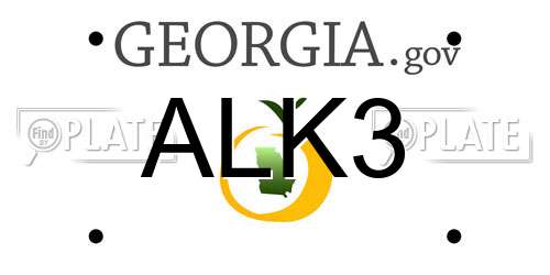 ALK3 Georgia License Plate