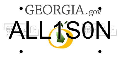 ALL1S0N Georgia License Plate
