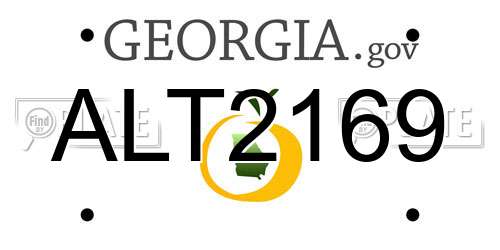 ALT2169 Georgia License Plate