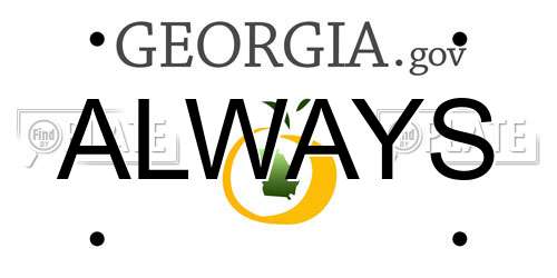 ALWAYS Georgia License Plate