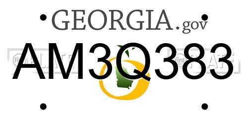 AM3Q383 Georgia License Plate