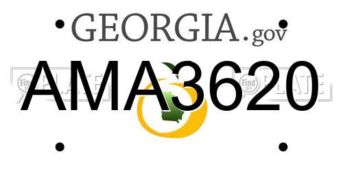 AMA3620 Georgia License Plate
