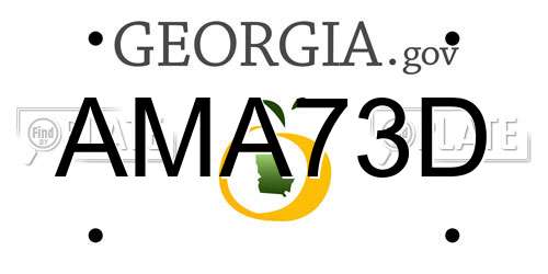 AMA73D Georgia License Plate