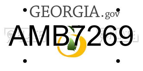 AMB7269 Georgia License Plate