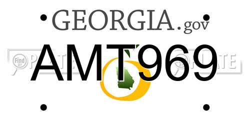 AMT969 Georgia License Plate