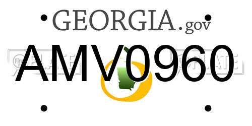 AMV0960 Georgia License Plate