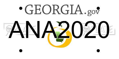 ANA2020 Georgia License Plate