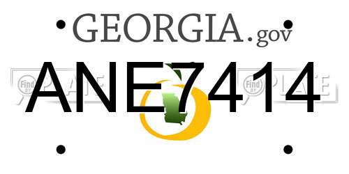 ANE7414 Georgia License Plate
