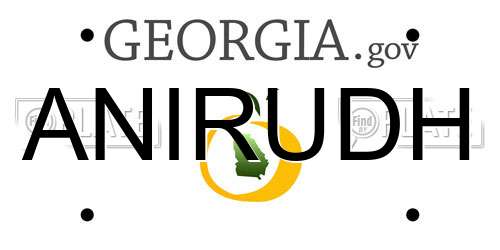 ANIRUDH Georgia License Plate