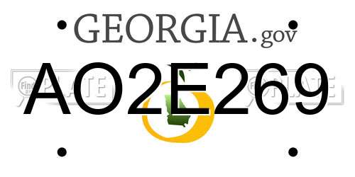 AO2E269 Georgia License Plate