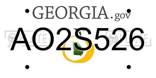 AO2S526 Georgia License Plate