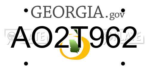 AO2T962 Georgia License Plate