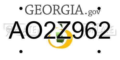 AO2Z962 Georgia License Plate