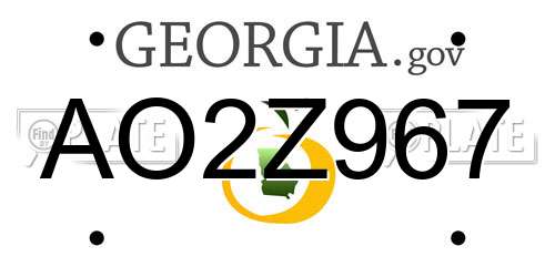 AO2Z967 Georgia License Plate