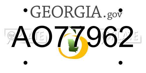 AO77962 Georgia License Plate