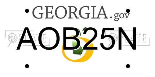 AOB25N Georgia License Plate