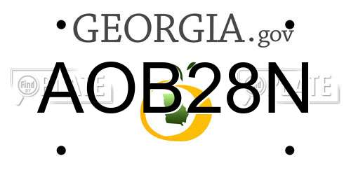 AOB28N Georgia License Plate