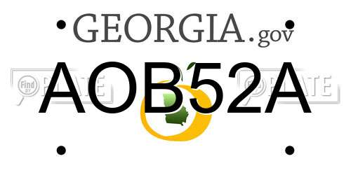 AOB52A Georgia License Plate