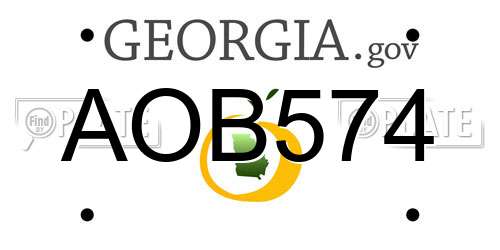AOB574 Georgia License Plate