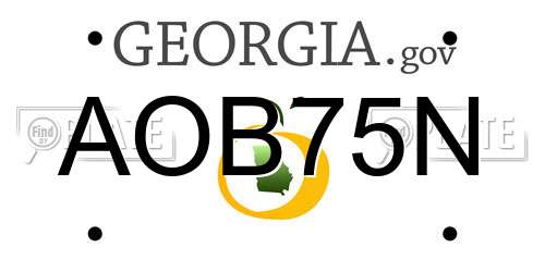 AOB75N Georgia License Plate