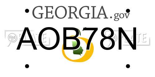 AOB78N Georgia License Plate