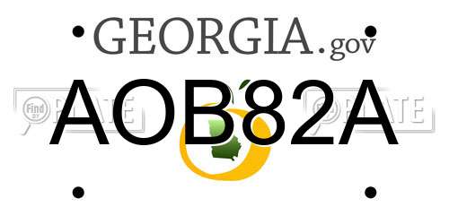 AOB82A Georgia License Plate