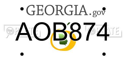 AOB874 Georgia License Plate