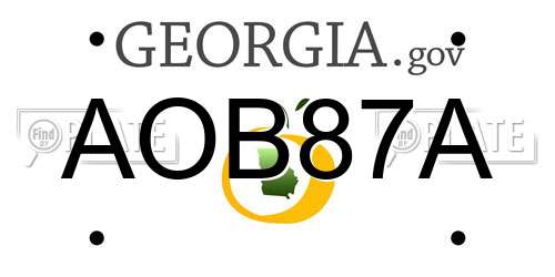 AOB87A Georgia License Plate