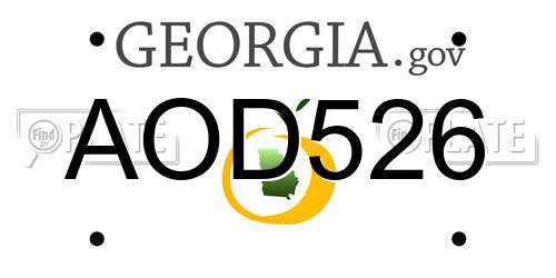 AOD526 Georgia License Plate