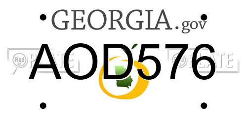 AOD576 Georgia License Plate