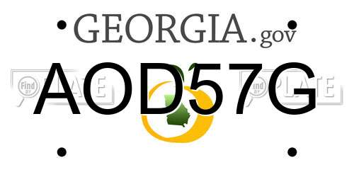 AOD57G Georgia License Plate